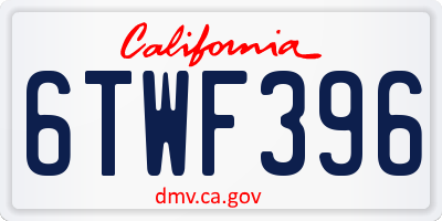 CA license plate 6TWF396