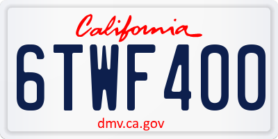 CA license plate 6TWF400