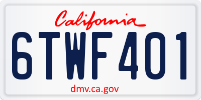 CA license plate 6TWF401