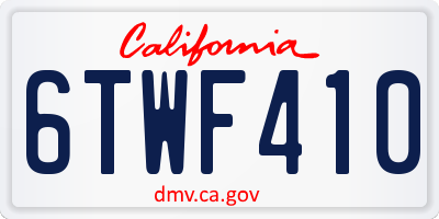 CA license plate 6TWF410