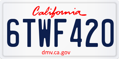 CA license plate 6TWF420