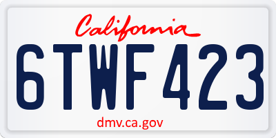 CA license plate 6TWF423