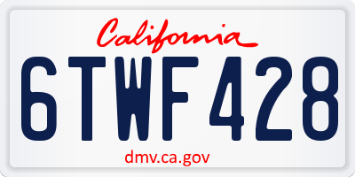 CA license plate 6TWF428
