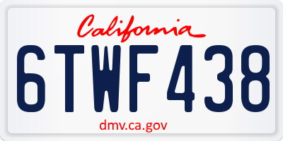 CA license plate 6TWF438