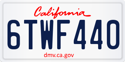 CA license plate 6TWF440