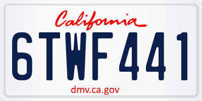 CA license plate 6TWF441