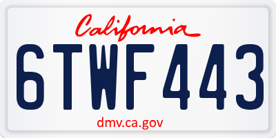 CA license plate 6TWF443