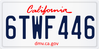 CA license plate 6TWF446