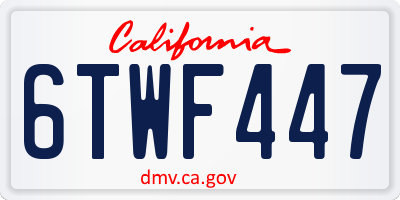 CA license plate 6TWF447