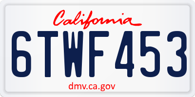 CA license plate 6TWF453