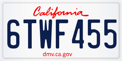 CA license plate 6TWF455