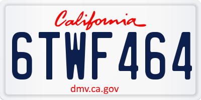 CA license plate 6TWF464
