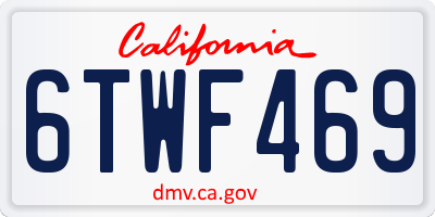 CA license plate 6TWF469