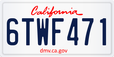 CA license plate 6TWF471