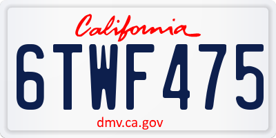 CA license plate 6TWF475