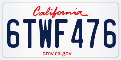 CA license plate 6TWF476