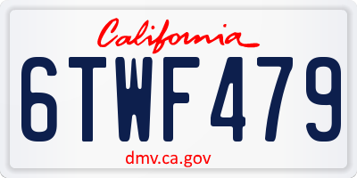 CA license plate 6TWF479