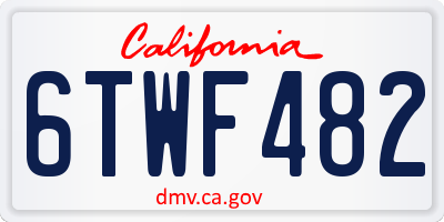 CA license plate 6TWF482