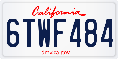 CA license plate 6TWF484