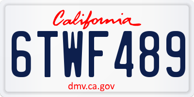 CA license plate 6TWF489