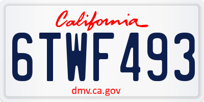 CA license plate 6TWF493