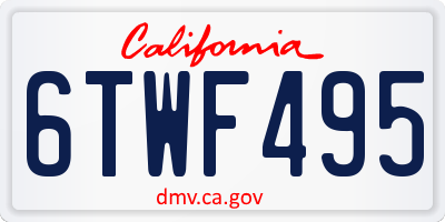 CA license plate 6TWF495