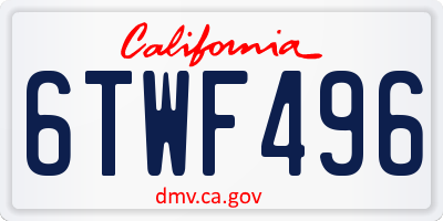 CA license plate 6TWF496