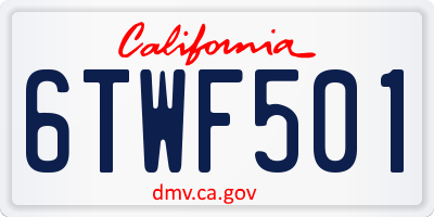 CA license plate 6TWF501