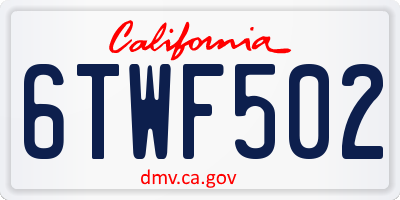 CA license plate 6TWF502