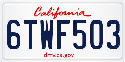 CA license plate 6TWF503