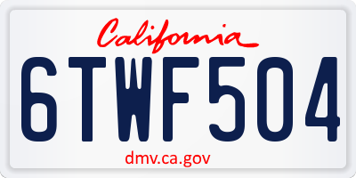 CA license plate 6TWF504