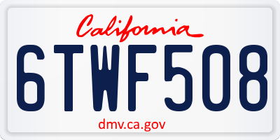 CA license plate 6TWF508