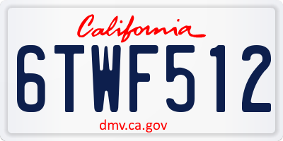 CA license plate 6TWF512