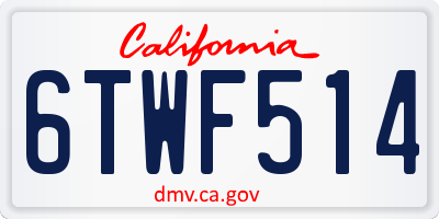 CA license plate 6TWF514