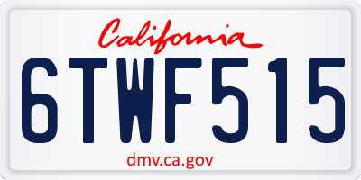 CA license plate 6TWF515