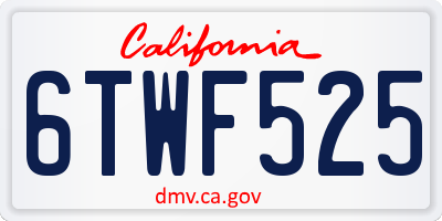 CA license plate 6TWF525