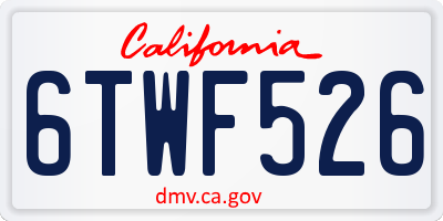 CA license plate 6TWF526