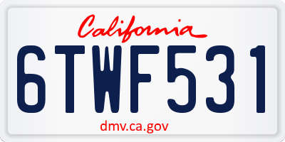 CA license plate 6TWF531