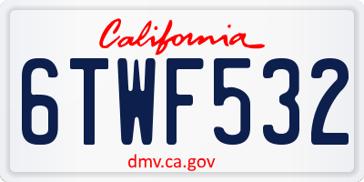 CA license plate 6TWF532