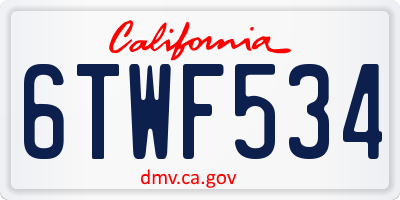 CA license plate 6TWF534