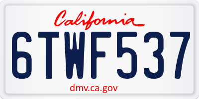 CA license plate 6TWF537