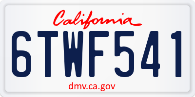 CA license plate 6TWF541