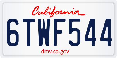 CA license plate 6TWF544