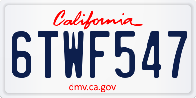 CA license plate 6TWF547