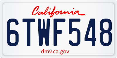 CA license plate 6TWF548