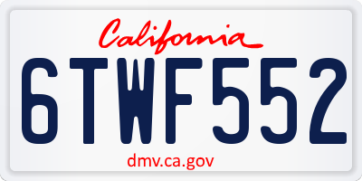 CA license plate 6TWF552