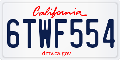 CA license plate 6TWF554