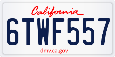 CA license plate 6TWF557