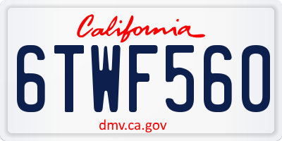 CA license plate 6TWF560