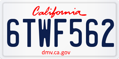 CA license plate 6TWF562